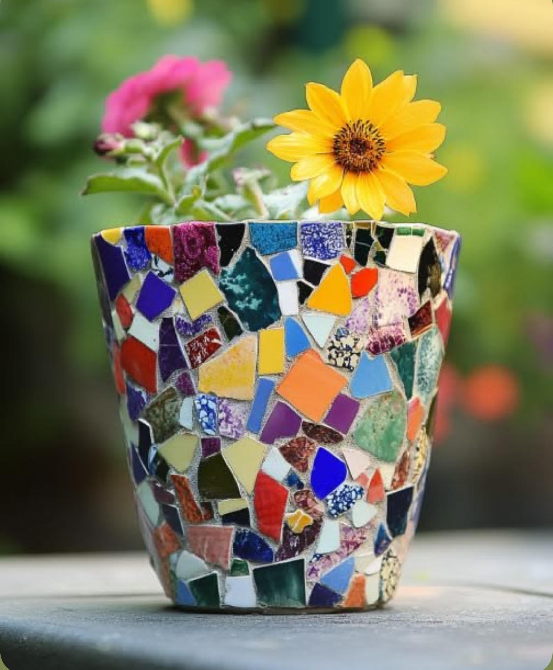 8.16.26 Broken to Beautiful: Mosaic Flower Pot Workshop  August 16 @ 10am-1pm