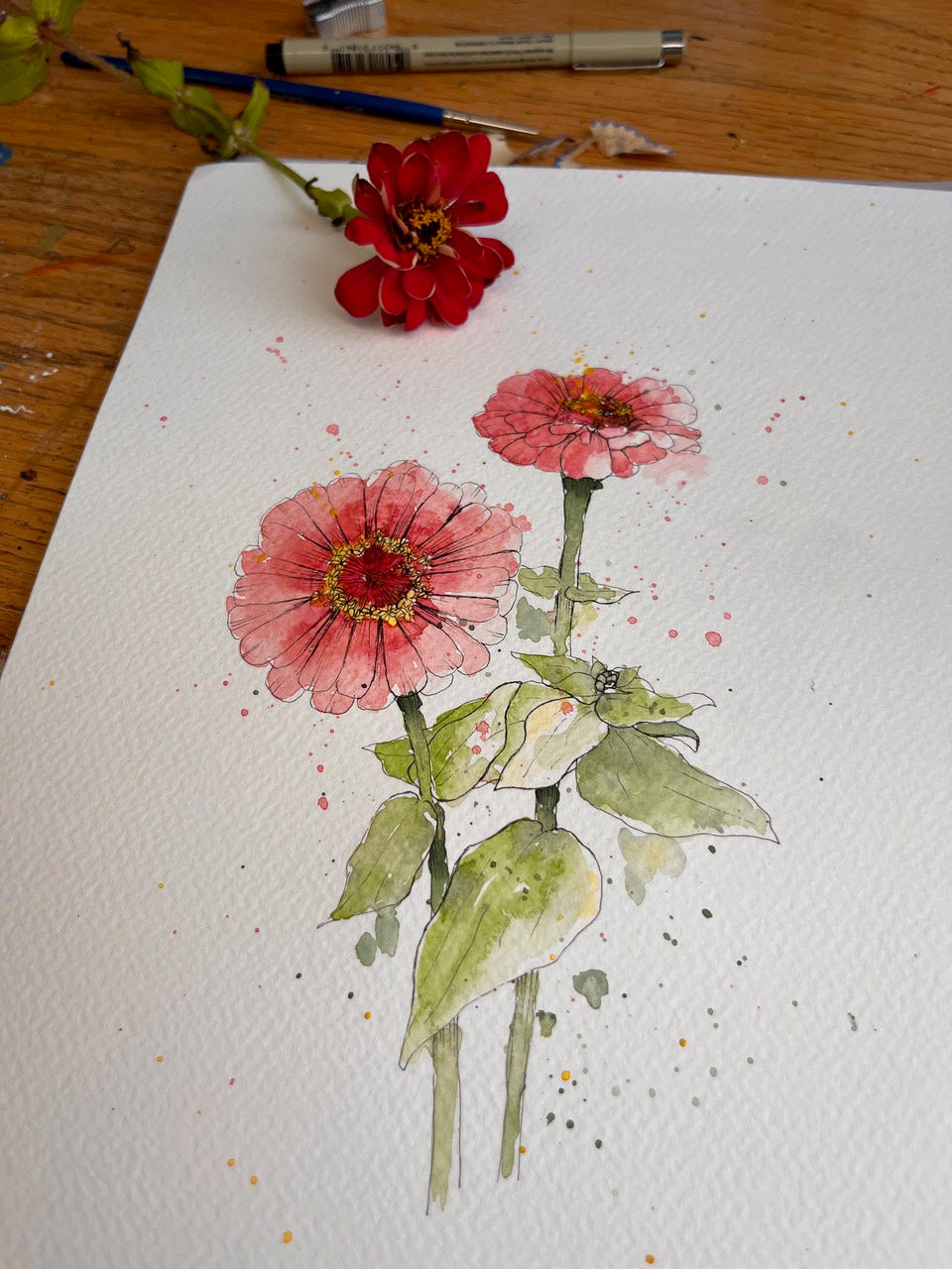 9.8.26 Watercolor: Zinnias   September 8 @ 5:30pm-8:30pm