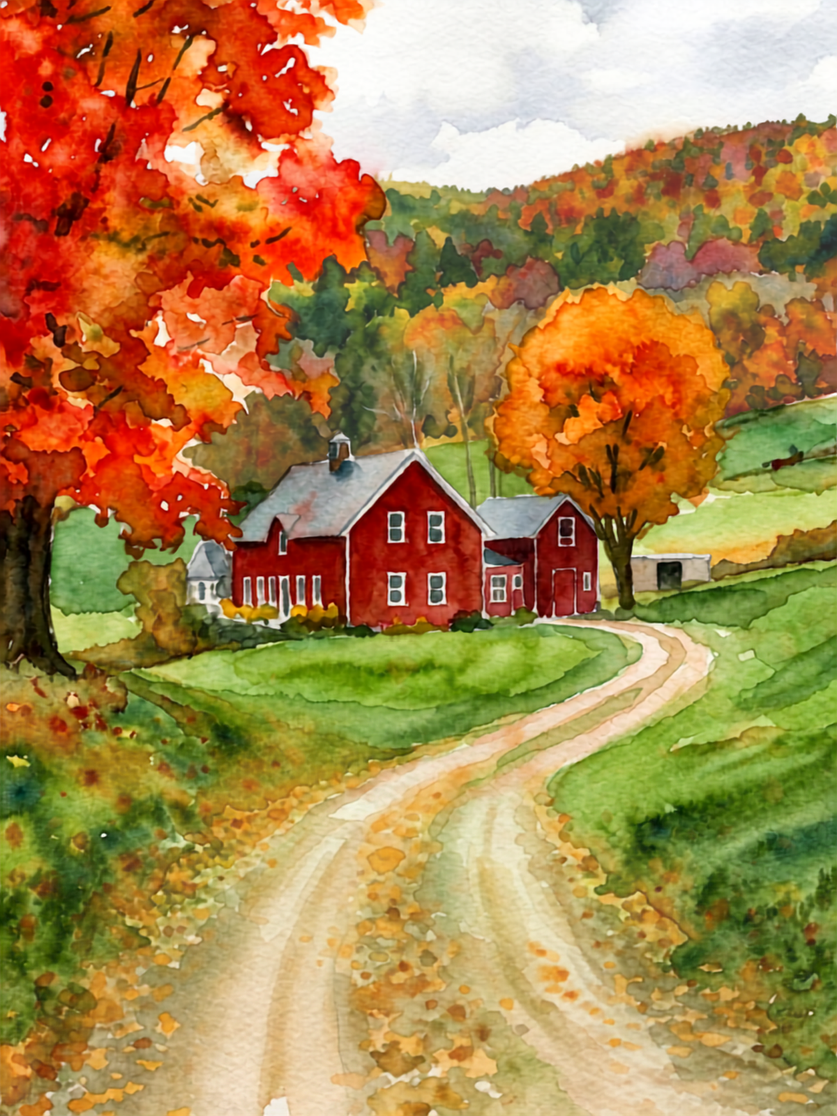 Watercolor Autumn Landscape