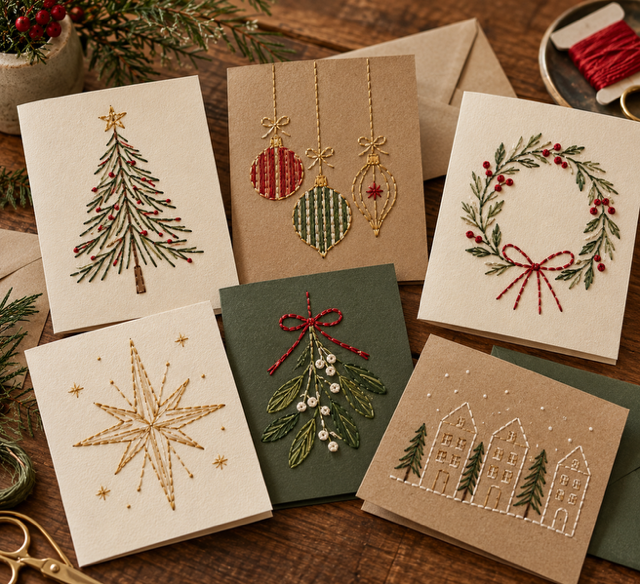 Paper Stitching Holiday Cards