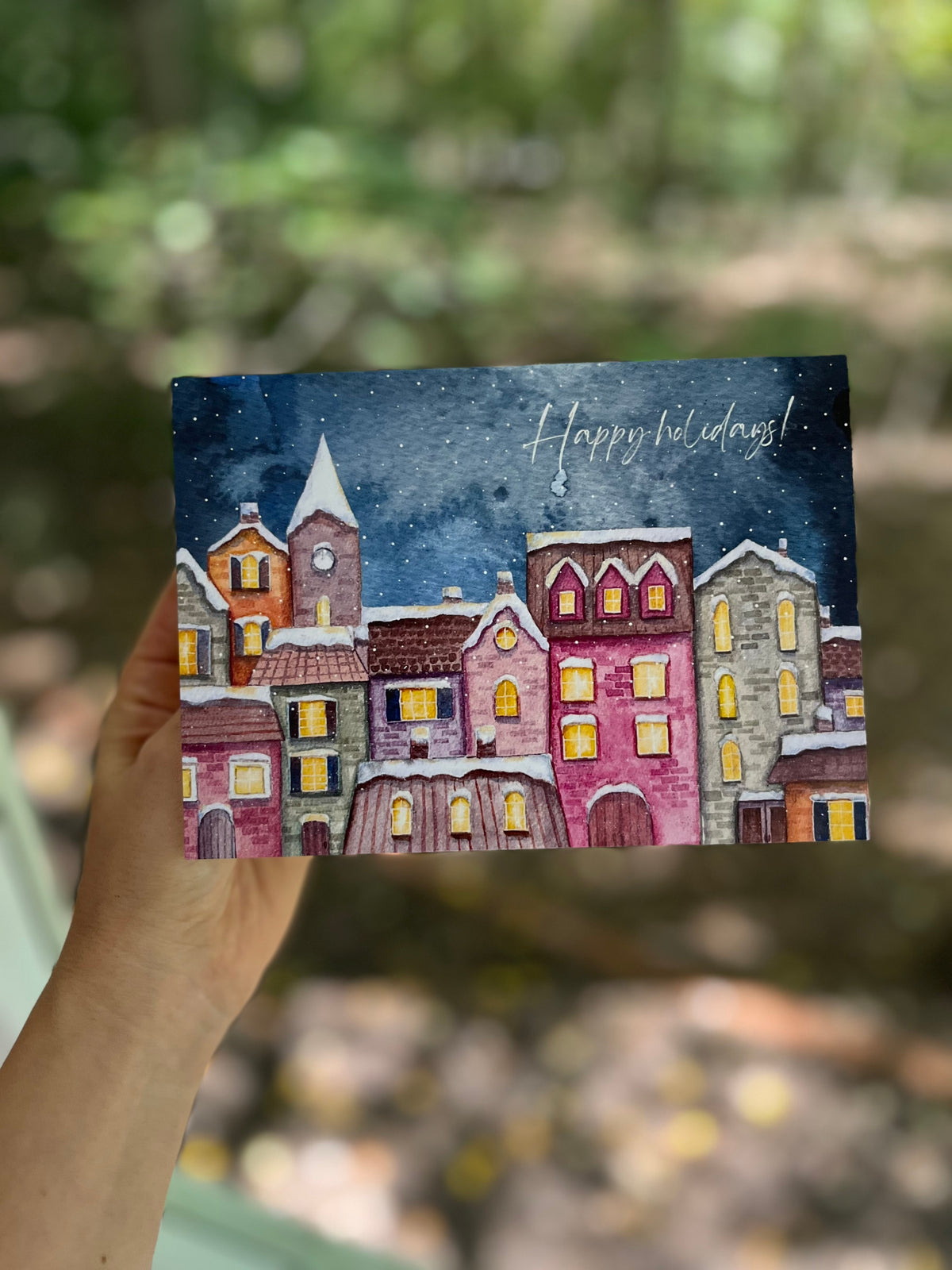 Watercolor A Winter Village